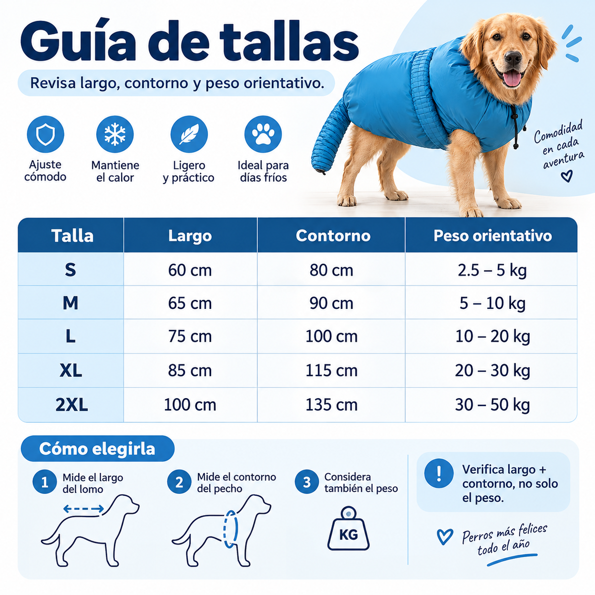 Guía de tallas BrisaPaw para perros